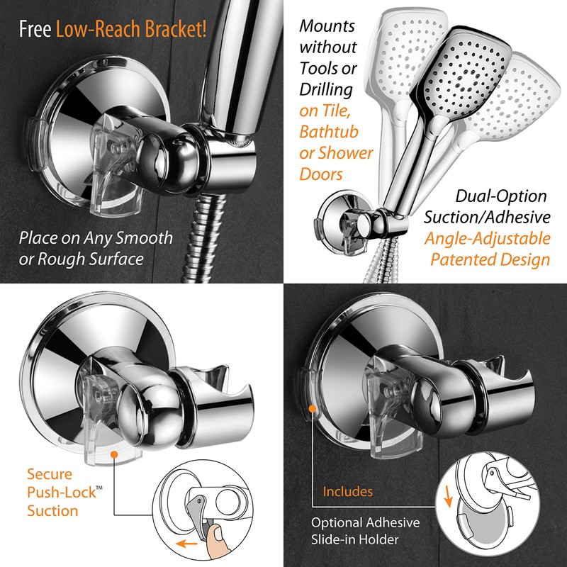 HotelSpa 10.5-in Rain Shower Head/Handheld Combo. Convenient Push-Button Flow Control