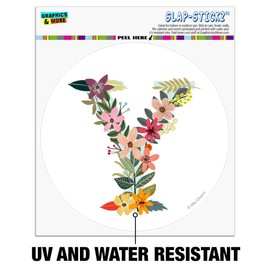 Letter Y Floral Monogram Initial Automotive Car Window Locker Circle Bumper Sticker