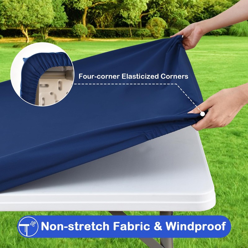 Wolkemer Square Waterproof Fitted Tablecloth 34x34 Inch - Windproof Washable
