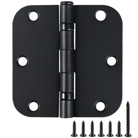 3 Pack Rounded Matte Black Door Hinges 3.5 Inch 5/8" Radius No Squeak Ball Bearing Interior 3-1/2"Flat Iron Bifold Residential Standard Bedroom Indoor for Doors 3 ½" Hardware Control House Home Decor