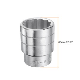 sourcing map 12-Point Socket 3/4" Drive 35mm Deep 45# Steel Metric Shallow Drive Sockets Polishing Chromed Square Sockets Mechanic Hand Tool for Car Repair Mechanical Maintenance Home Use
