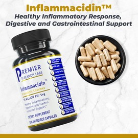 Premier Research Labs Inflammacidin - Supports GI & Digestive Health* - Enzymes for Digestion - Vegan & Organic Ingredients - 90 Plant-Source Capsules