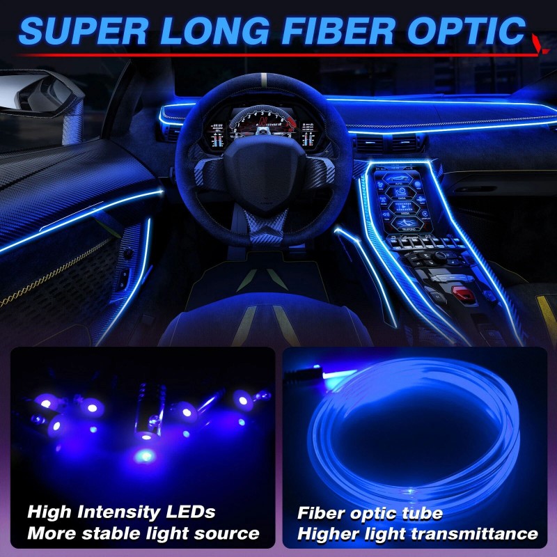 MICTUNING 10M Car RGB LED Strip Lights - 6 in