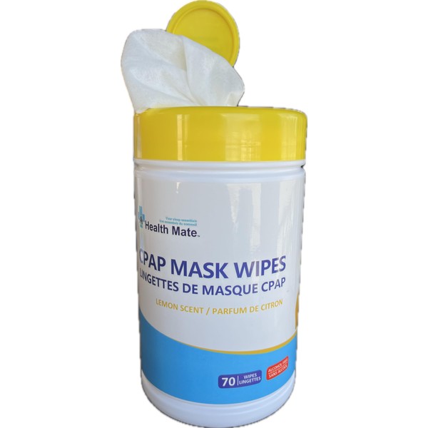 HealthMate CPAP Mask Cleansing Wipes, Lemon Scent, 70 Wipes