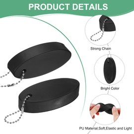 M METERXITY 2-Pack Floating Key Chain for Boating, Waterproof Bright Color Key Rings for Outdoor Water Sport/Fishing/Surfing/Sailing, Oval Shaped PU Foam Floating Keychains [Black]