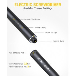 Fanttik NEX E1 3.7V Mini Electric Screwdriver Precision Screwdriver, 12 Bits, 0.2N.m Torque Setting, Max. 3 N.m, Magnetic Storage, 5/32''Hex, Repair Tool Set for Phone Camera Laptop Watch
