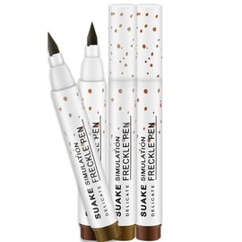 Freckle Pen Freckle Tint Set, 2 Colors Fake Freckles Makeup Pen Natural Lifelike Long-Lasting Waterproof Freckle Stamp for a Natural Sun-Kissed Makeup(Light Brown + Dark Brown)