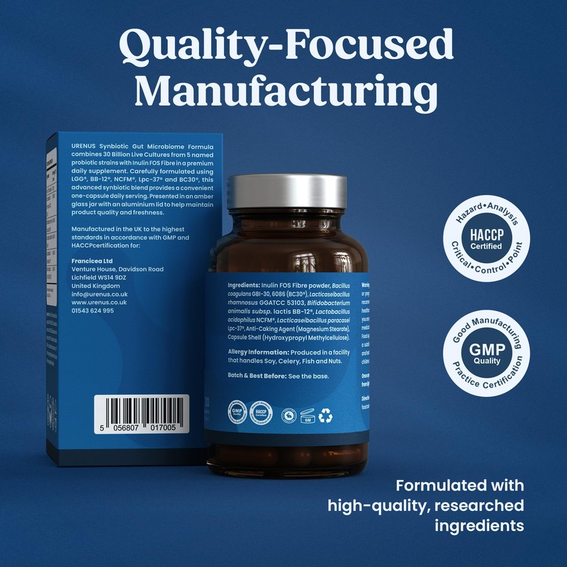 URENUS Synbiotic Gut Microbiome Formula 30 Billion Live Cultures 5