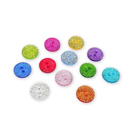 13mm Assorted Glitter Buttons - Mixed Colours (50 Buttons)