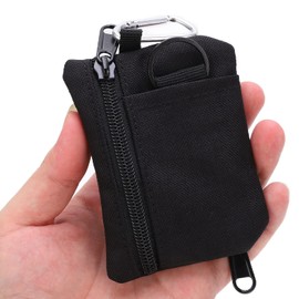 Cocoarm EDC Molle Pouch, Mini Molle Pouch Bag, EDC Outdoor Wallet with Carabiner, Portable Mini Key Card Case for Camping, Hiking, Cycling, black, briefcase