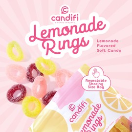 Candifi Lemonade Rings – Sour-Sweet Vegan Pink Lemonade Gummy Rings Candy – Dye Free – No Artificial Ingredients – Sour Gummies w/Natural Colors & Flavor – Kosher No Gelatin Gluten Free Snacks (8 oz)