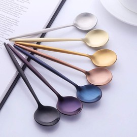 Bisda Portuguese Style Coffee Spoon Teaspoon Spoon Set 18-8 Stainless Steel 7-Piece Set Cute Gift Use 7 Colors..