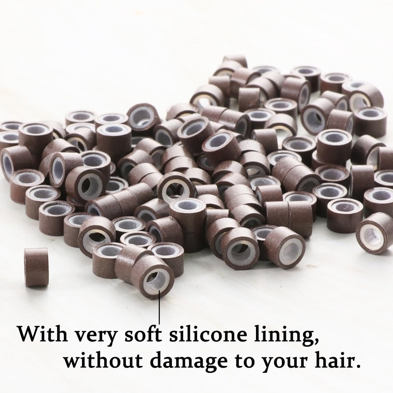 GOTDYA 5mm-300pcs Hair Extension Beads,Silicone Lined Micro Rings,MicroLink I Tip