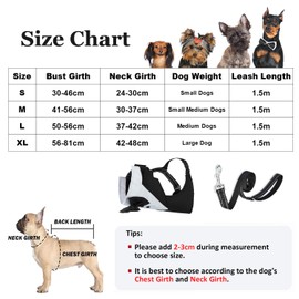 Dog Tuxedo Harness with Leash Set,Pet Wedding Harness Formal Vest with Bow,Adjustable Pet Tailcoat Vest Harness for Puppy Small Medium Dog_L