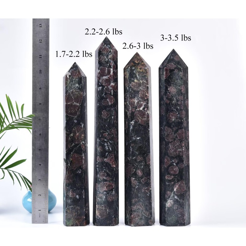 CNYANFEI Narutal Garnet Stone Tower Hexagonal Column Quartz Wand 2.6-3