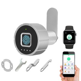 Bloqueo de cajón con huellas dactilares eLinkSmart para aplicación de teléfono, cerradura biométrica de gabinete de 30 mm (27 mm) con 3 tamaños tubulares, soporte de cámara de 20 huellas dactilares