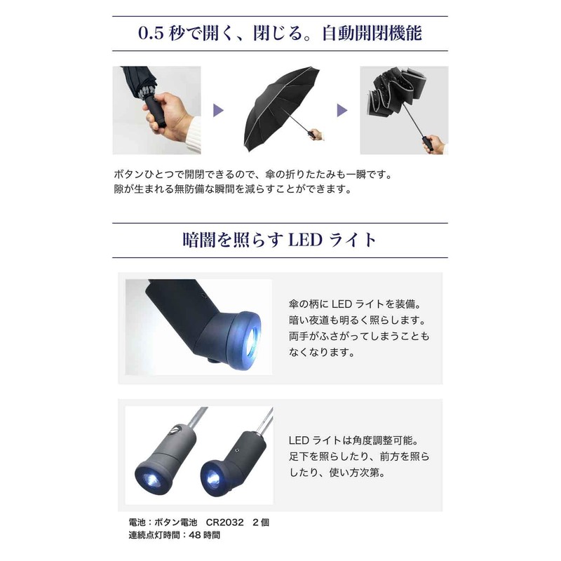 FL-Products Folding Umbrella, LED Light, Men's, Women's, Umbrella, Security Goods,