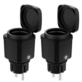 2er Pack WLAN Steckdose Outdoor, Smart Zeitschaltuhr Steckdose Outdoor, Überwachung des Stromverbrauchs, Kompatibel mit Alexa und Google Home, App und Sprachsteuerung, 2.4 GHz WiFi, Wasserdicht IP44