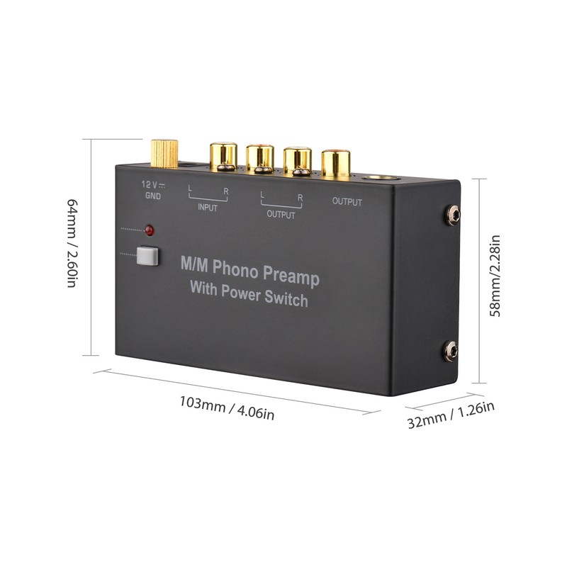 M/M Phono Preamp with Power Switch Ultra-compact Phono Preamplifier Turntable