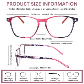 MAEOWN Progressive Multifocal Reading Glasses,4 Pack Blue Light Blocking for Women Spring Hinge Pattern Print Eyeglasses (Mix Color, 1.75, x)