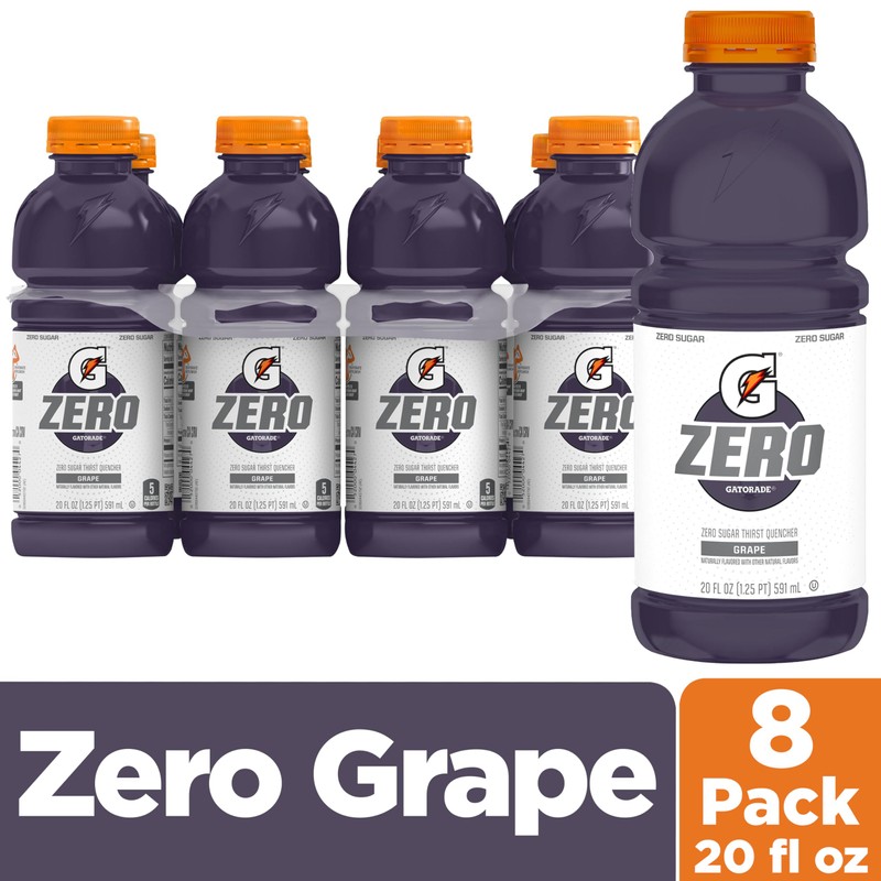 Gatorade Thirst Quencher Zero Sugar Sports Drink, Grape, 20oz Bottles,