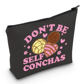 JXGZSO Funny Concha Cosmetic Bag Don’t Be Self Conchas Makeup Zipper Bag Mexican Bread Lovers Gift Sweet Food Lovers Gift (Self Conchas Bag)