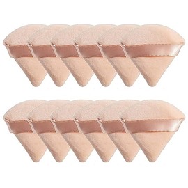 12 Piezas Esponjas Maquillaje Triangular para Polvo, Borlas para Maquillaje en Seco y Mojado, Esponjas Faciales Maquillaje Terciopelo Suave para Polvo Suelto/Polvo Corporale/Base de Maquillaje (Beige)
