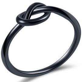 Stainless Steel Simple Love Knot Celtic Promise Anniversary Statement Ring Size 4-11 Black 11