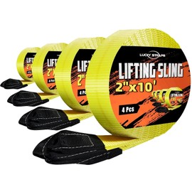 4 Pcs Twisted Eye Lifting Sling with UV Resistance, Lucky Straps 10' x 2" Lifting Straps for Hoist, 15000 Lbs Heavy Duty Twist Eye Polyester Webbing Sling for Furniture, Beds, Machinery, Outdoor, etc