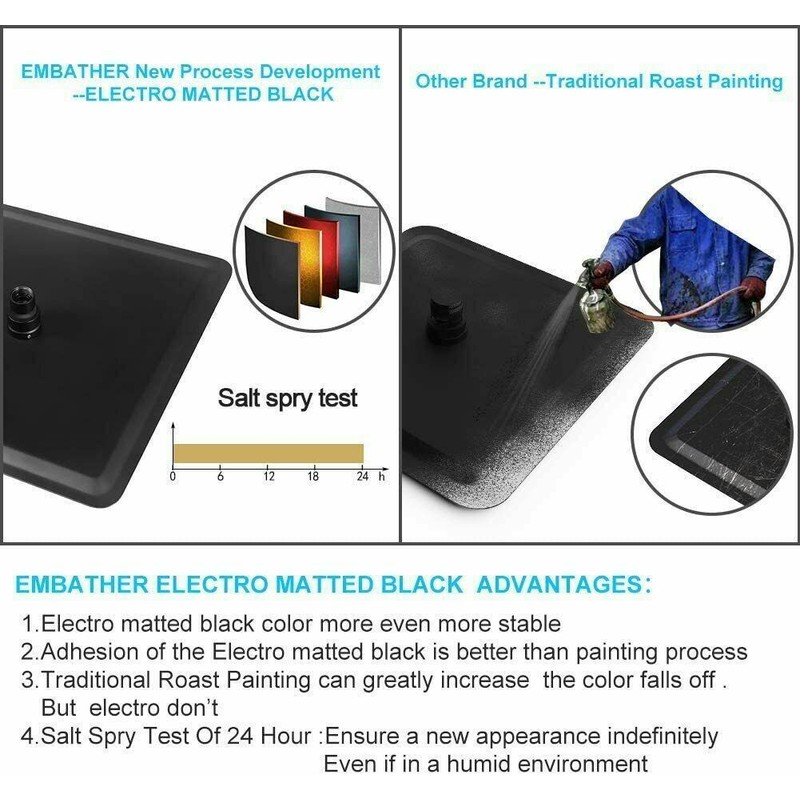 EMBATHER Black Shower System 16" Rainfall Top Spray Shower Faucet