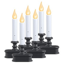 Xodus Innovations FPC1220A-6 Battery Operated LED Dusk to Dawn Window Candle with Amber Steady On or Flicker Flame, Black/Antique Bronze Pack of 6