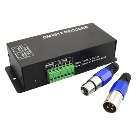 AZIMOM LED 4Channel DMX Decoder Controller with Digital Display DC5V-24V 4X4A DMX512 led Controller for RGB Tape Strip Light Decoder Dimmer