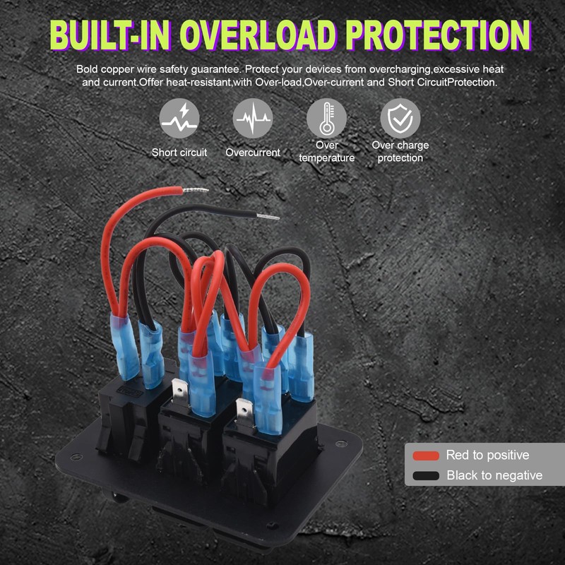 Geloo 2 Gang Switch Panel Waterproof, 12 V/24 V Marine
