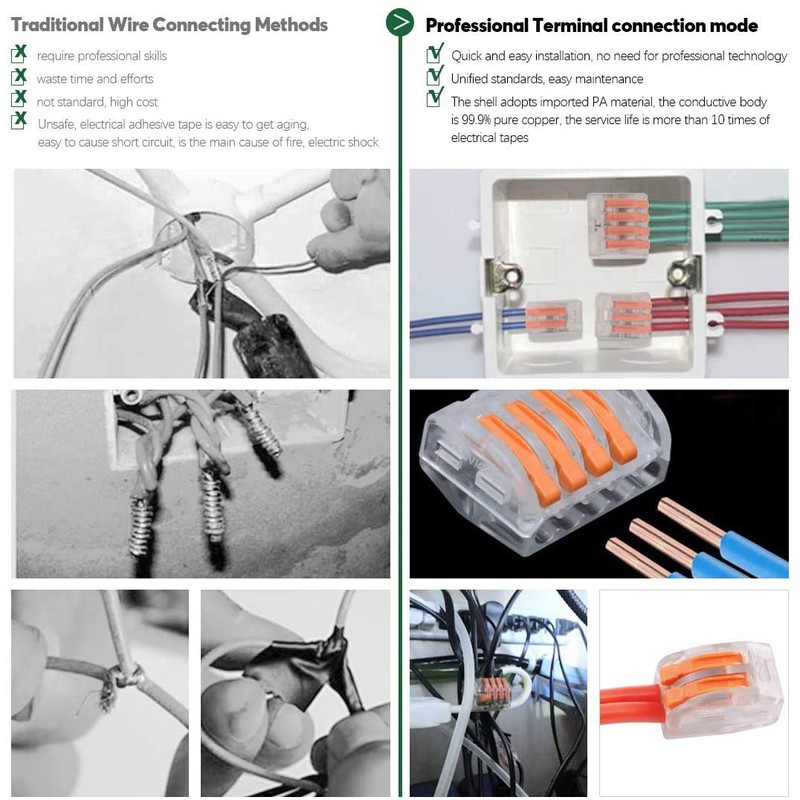 CTRICALVER 12 Pieces Compact Splice Connectors, One-Touch Connectors, Stranded and