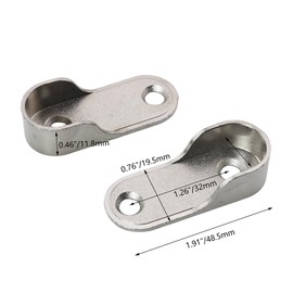 TAODAN 12PCS Zinc Alloy Oval Closet Rod End Support Bracket Cabinet Pole End Bracket Suitable for 15x30mm Oval Rod