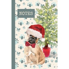 Frenchie Christmas Notebook, French Bulldog, 6x9" 100 Pages Lined, Christmas Gift For Dog Mama, Watercolor Dog, Cute Dog, Stationery Gifts for Women, Dog Notebook, Christmas Dog Journal