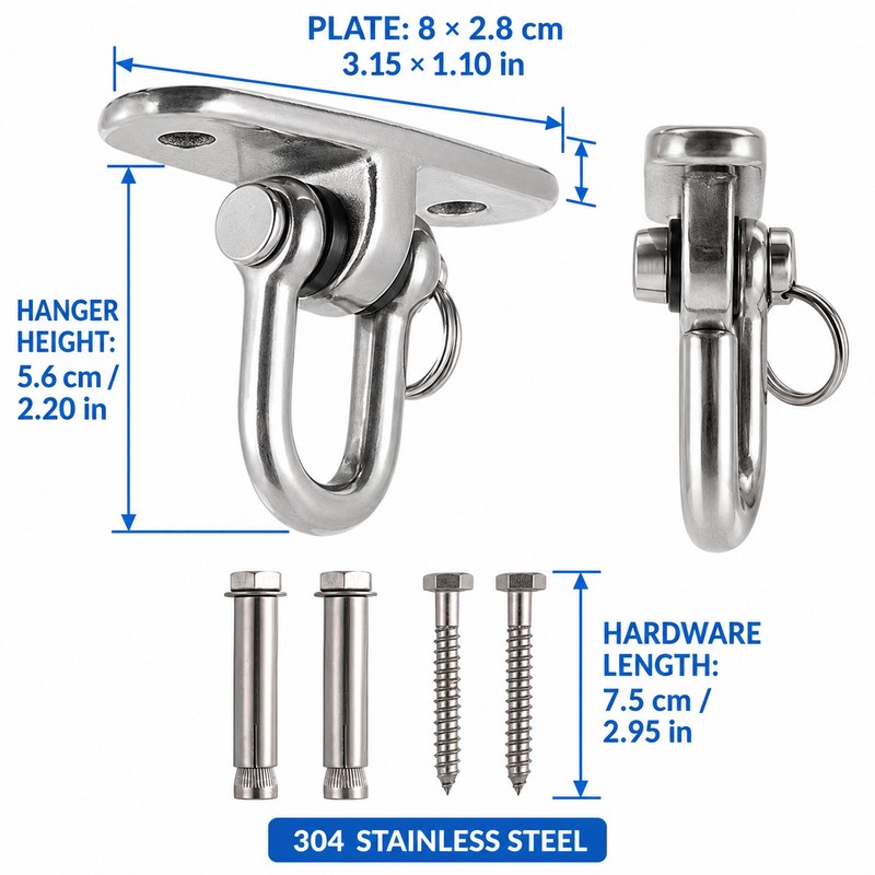 360° Rotating Swing Hanger Set, 304 Stainless Steel Ceiling Mount
