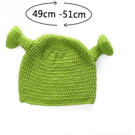 QUXING Cappello Lavorato a Mano in Lana, Shreker Cappelli Con Le Orecchie per Adulti Cosplay Prop Berretti a Maglia Cappello Lavorato a Mano Il Cap per Uomini E Donne, Men's Hat