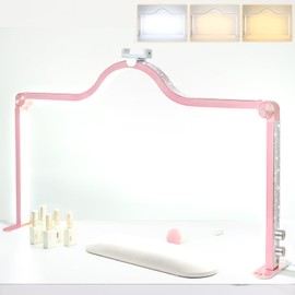 Half Moon Light for Nail Desk Lamp Nail Tech Lamp for Desk 34Inch Foldable LED Nail Table Light Manicure Light for Table Adjustable Dimmable Half Moon Light for Nail Lash Beauty Tattoos Crafts Pink