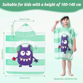 MOKANI Children's Bath Poncho with Hood, Microfibre Towel Poncho for Girls, Boys, Soft & Absorbent Beach Towel Bath Towel for Bathroom, Swimming Pool, Travel (Child Height: 100-140 cm)