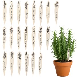 Vane Oak 21Pcs Wooden Plant Label Signs 21 Styles Herb Garden Markers Plant Stake Tags with Names and Pictures for Seedling Vegetables Flower