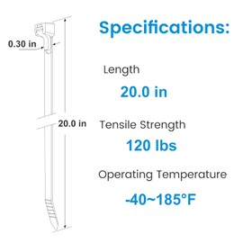 Heavy-Duty Reusable Zip Ties – 20-Inch 500 x 7.6mm, 120 lbs Tensile Strength, UV-Resistant Nylon Cable Ties for Indoor/Outdoor Use (100-Pack)