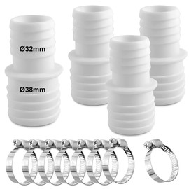 kudmwcc kudmwcc 4 Stück Schlauchverbinder 32mm auf 38mm,Pool Adapter 32 auf 38,Poolschlauch schlauchverbinder 32mm auf 38mm,Schlauchverbinder 32mm auf 38mm Set mit 8 Edelstahl Schlauchschellen