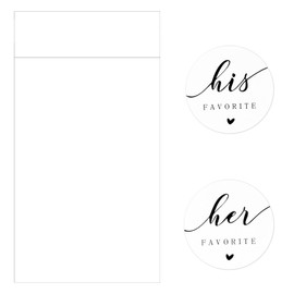 lasuroa 200pcs His Favorite Her Favorite Stickers, Wedding Stickers with 200 Transparent Self Sealing Snack Bags for Guest Welcome Gifts & Bridal Shower Favors