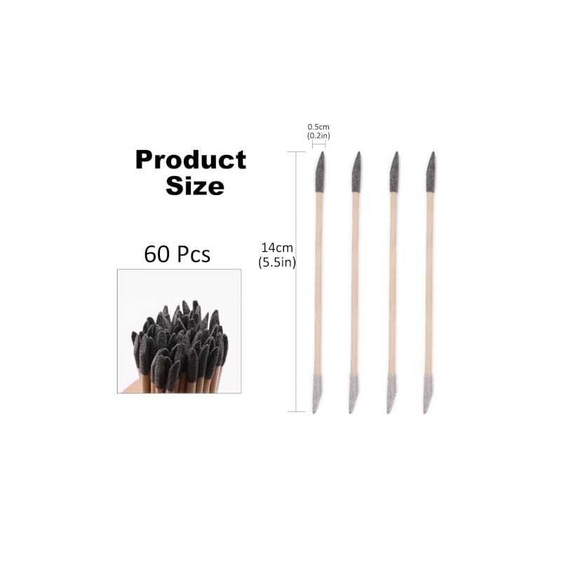 60 Pcs Sanding Sticks, Double End Matchsticks Sanding Twigs, Fine