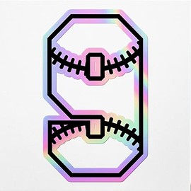 Holographic Decal Stickers of Baseball Numbers 9 Premium Waterproof Vinyl Decal Stickers for Laptop Phone Accessory Helmet Car Window Mug Tuber Cup Door Wall Decoration NVCVER3d28951HO