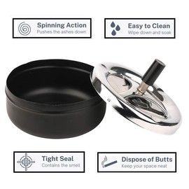 KOMUNJ Rotating Ashtray, Table Ashtray, Modern Rotating Ashtray, Wind Ashtray with Lid