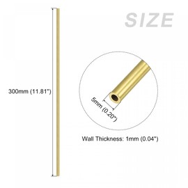 sourcing map Brass Tube (5mm OD x 1mm Wall T x 300mm L) 3Pcs, Straight Tubing - for Home Furnishing, Machinery, DIY Handicraft