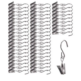 Yicoovey Pack of 50 Curtain Clips, Curtain Hooks, for Hanging Curtains, Photos, Curtain Clamp, Curtains Metal Clips with S Hooks, Home Decoration, Christmas Party Festival Decoration