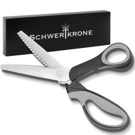 Schwertkrone Pinking Shears Premium Zig Zag Scissors 23 cm Stainless Steel with Plastic Handle Double Ball Bearing